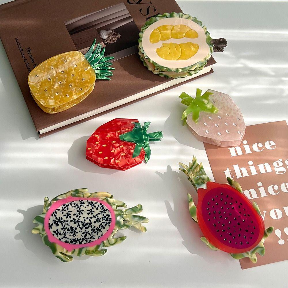 Durian Cartoon Hair Claw Strawberry Acetic Acid Shark Clip Cute Fruit Hair Grab Streetwear