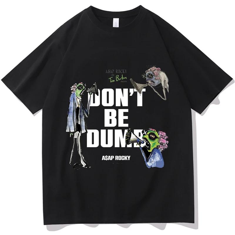 Мужские футболки A$AP ROCKY Don T Be Dumb 100% Чистый Хлопок Топы Классические Мягкие Футболки с Коротким Рукавом Круглый Вырез Эстетичная Футболка Одежда