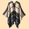 New Ladies Autumn and Winter Warm Scarf Shawl Cape Simple Large Horizontal Strip Jacquard Cape Office Warm Blanket