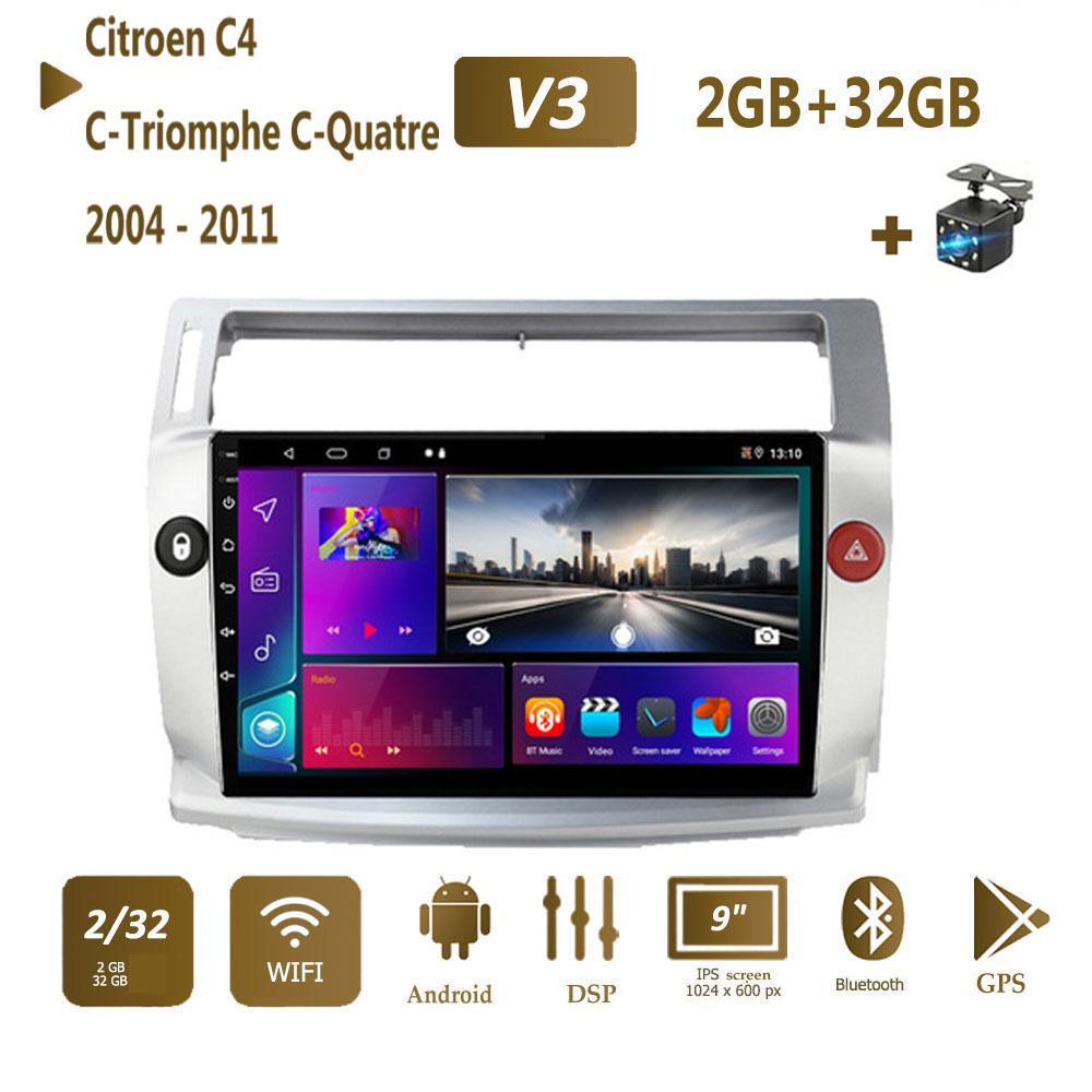 Для Citroen C4 C-Triomphe C-Quatre 2004-2011 2 din Carplay автомобильный радиоприемник мультимедийный видеоплеер Android 2din WIFI GPS DSP 2 + 32 ГБ