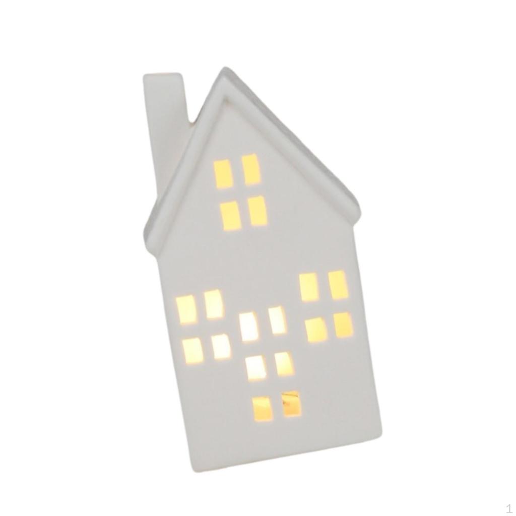 Керамические рождественские деревенские домики украшения ночник миниатюрный светодиодный зимний