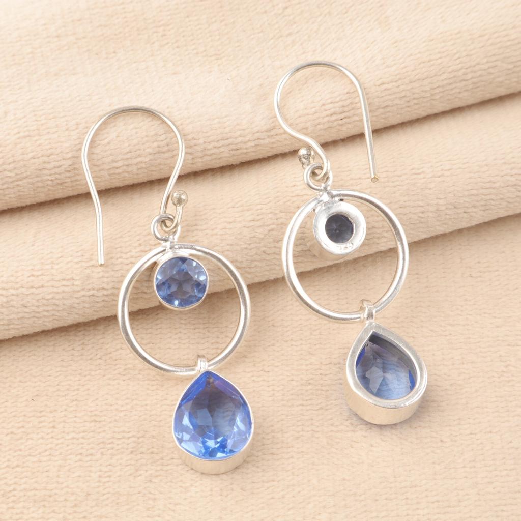 Натуральный камень Танзанит Ювелирные изделия из серебра 925 пробы Серьги ручной работы 2,0" EE-140-15