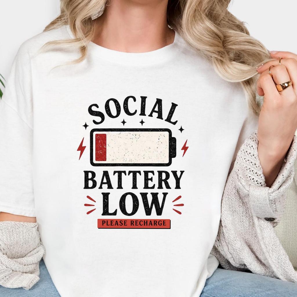 Social Battery Low Shirt and kids tshirt - Funny Recharge Graphic Tee