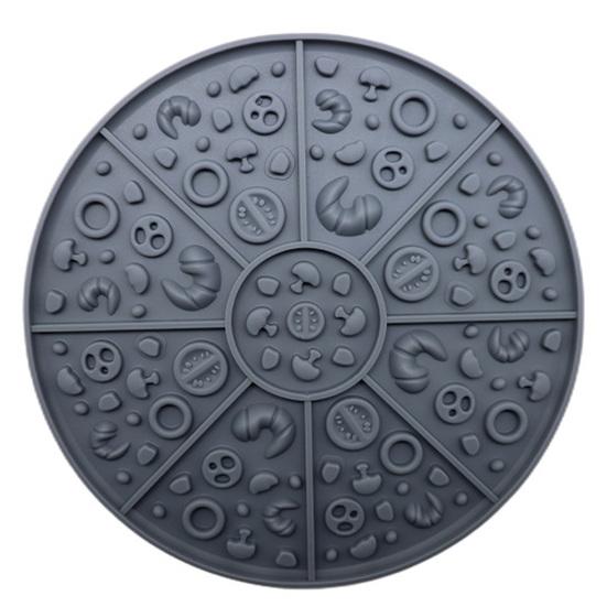 Nostalgie Soft Silicone Lick Mat, Pet Slow Food Mat with Strong Suction Cup, Multi-Grid Pizza Shape Dog Feeding Eating Bowl Accessory for Preventing