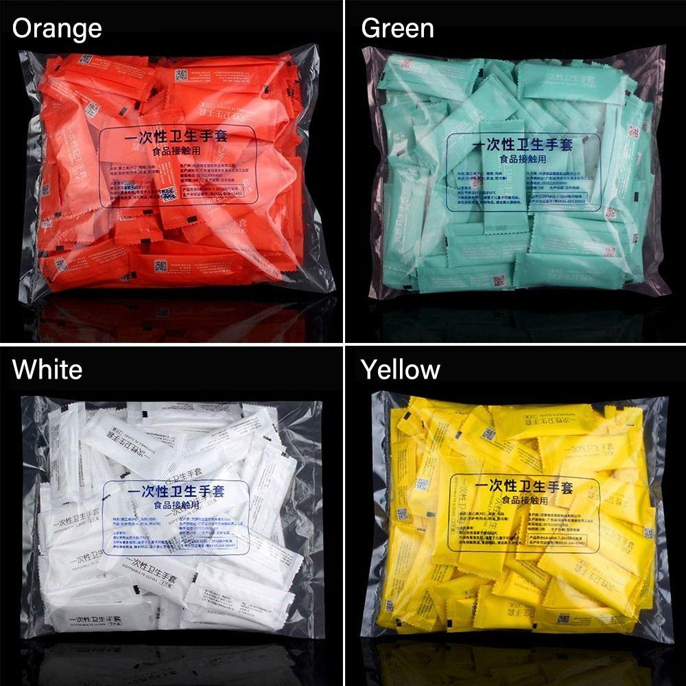 100 Pairs Thickening Individual Packing Mittens PE Work Gloves Durable Disposable Gloves