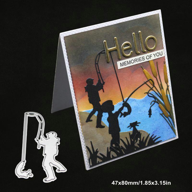 Fishing Man Cutting Dies Metal Stencil DIY Scrapbooking Album Paper Card Embossing Craft Die Cut People