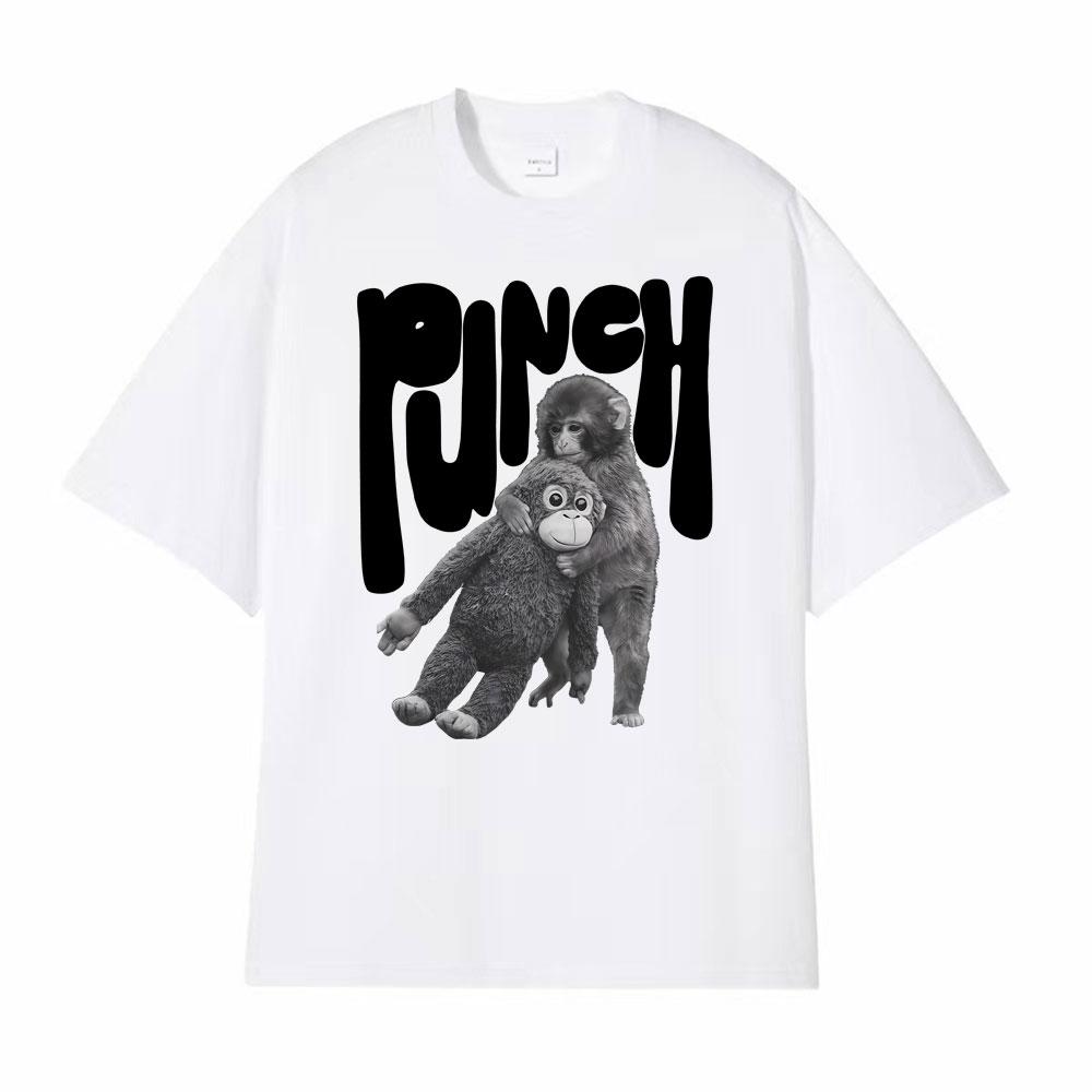 Punch The Monkey Графическая футболка в винтажном стиле Мужская одежда Летние винтажные модные футболки Топы 100% хлопок Оверсайз футболки