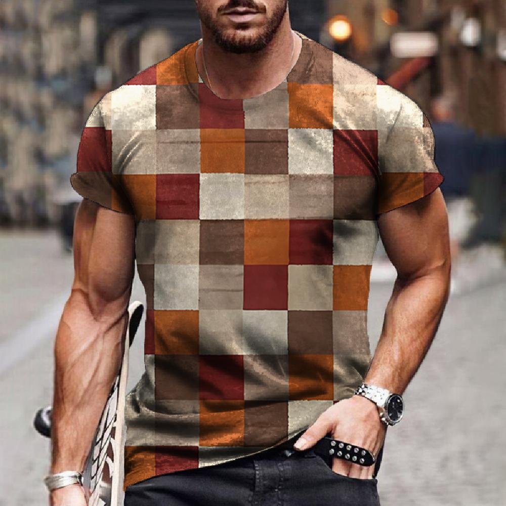Футболка с узором в полоску, футболка с 3D-принтом для мужчин, простая, крутая, дышащая, с короткими рукавами, модная, повседневная футболка, большой топ