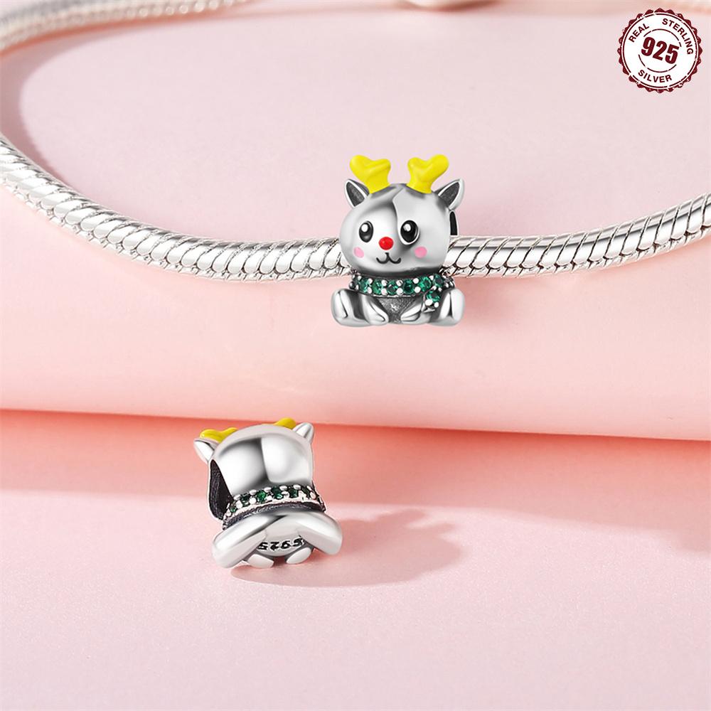 Copper Christmas Series Elk Heart Hat Charms Beads Fit Original Bracelet Necklace Fine Jewelry Women Diy Gifts