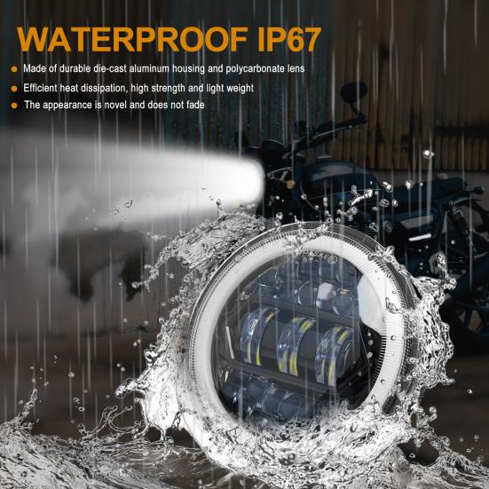 5.75 Inch Led Motorcycle Headlights Round Sealed Beam IP67 Waterproof 6000K/3000K Replacement