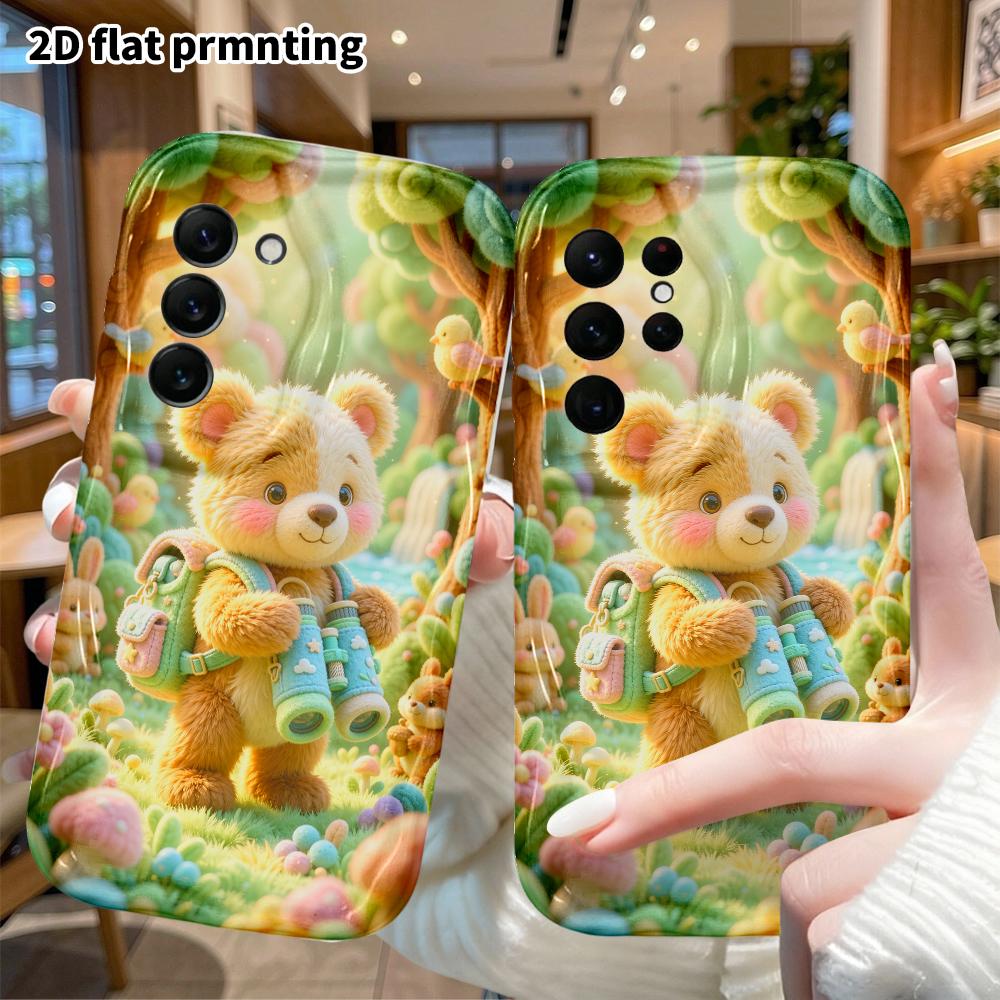 Phone Case: 2D flat, suitable for Samsung Galaxy A34 A35 M05 M06 S20 S22 S21 FE Plus 5G protective case, adventure little bear, perfect Christmas and