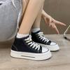 Trendy Canvas Shoes 2024 New Solid Color Lace Up High Rise Thick Soled Cloth Shoes Minimalist Women's Shoes Zapatos De Mujer