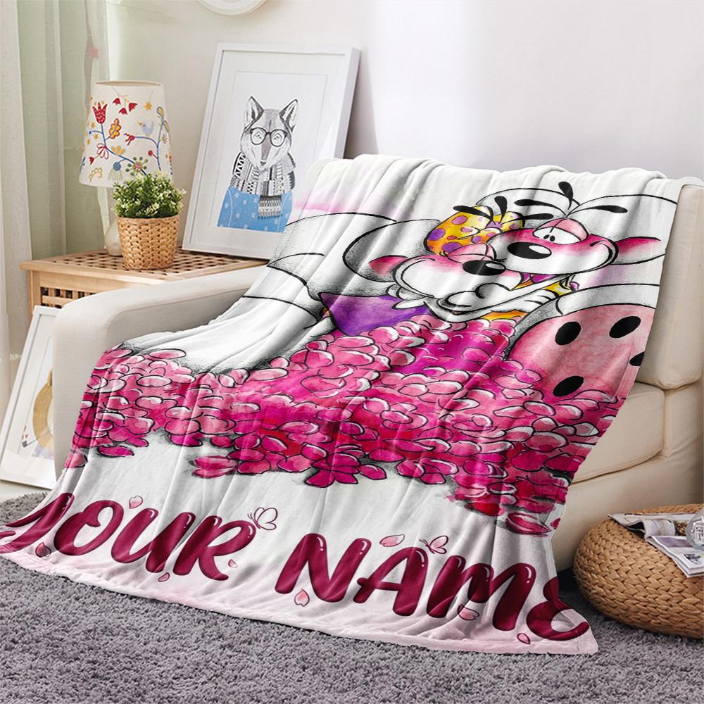 1PC Custom Name Diddl Patterned Flannel Blanket Suitable For All Seasons for Home Decor Warmth and Comfort Gifts Holiday Present_xia