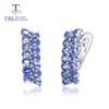 Natural 4.5ct Light Blue Tanzanite Clasp Earring Elegant Design 925 Sterling Silver Fine Jewelry for Women Wife Mom Nice Gift