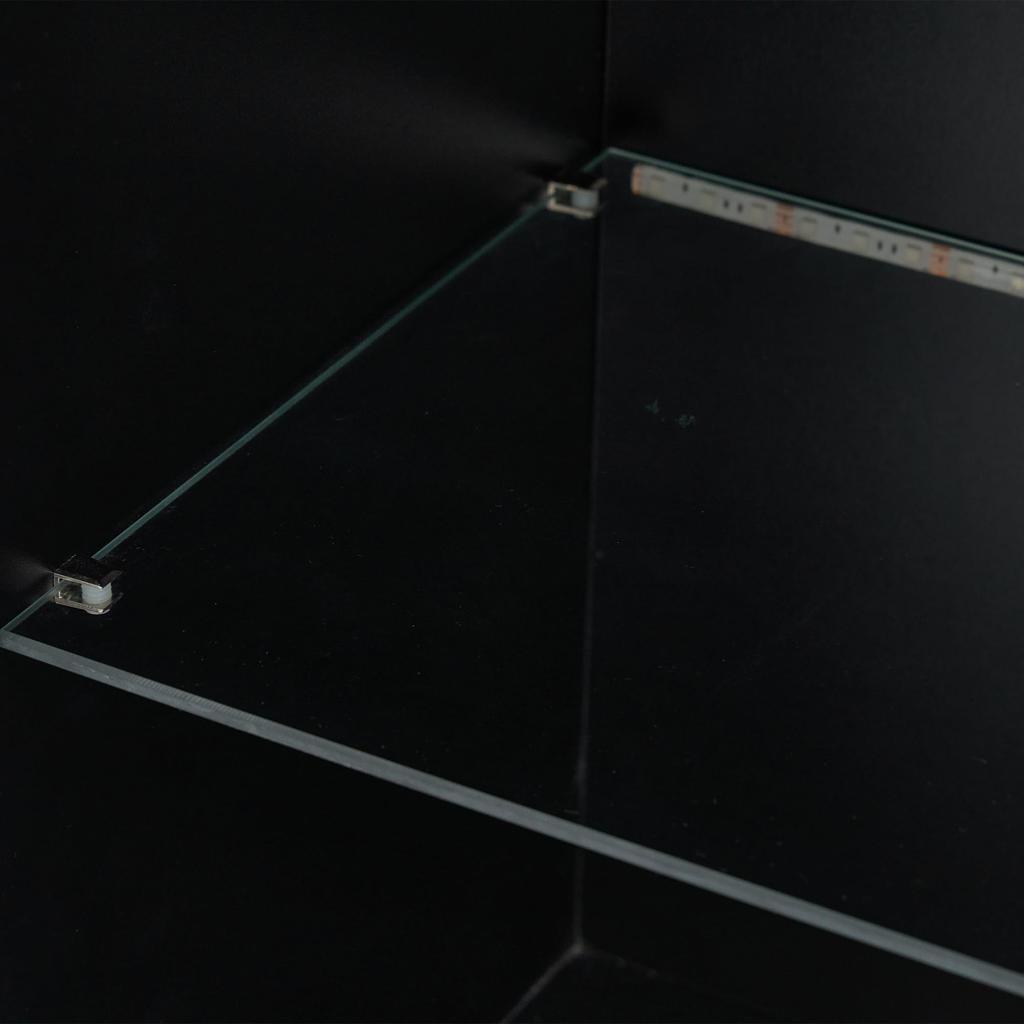 160 см, Стеклянная витрина Черная Высокий глянец - Современный комод много места для хранения, Высокий шкаф Хайборд, Шкаф Гостиная Кухня Столовая Офис