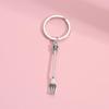 Personality Metal Fork Keychain Silver Color Metal Fork Keyring Metal Spoon Keychain  Trinkets