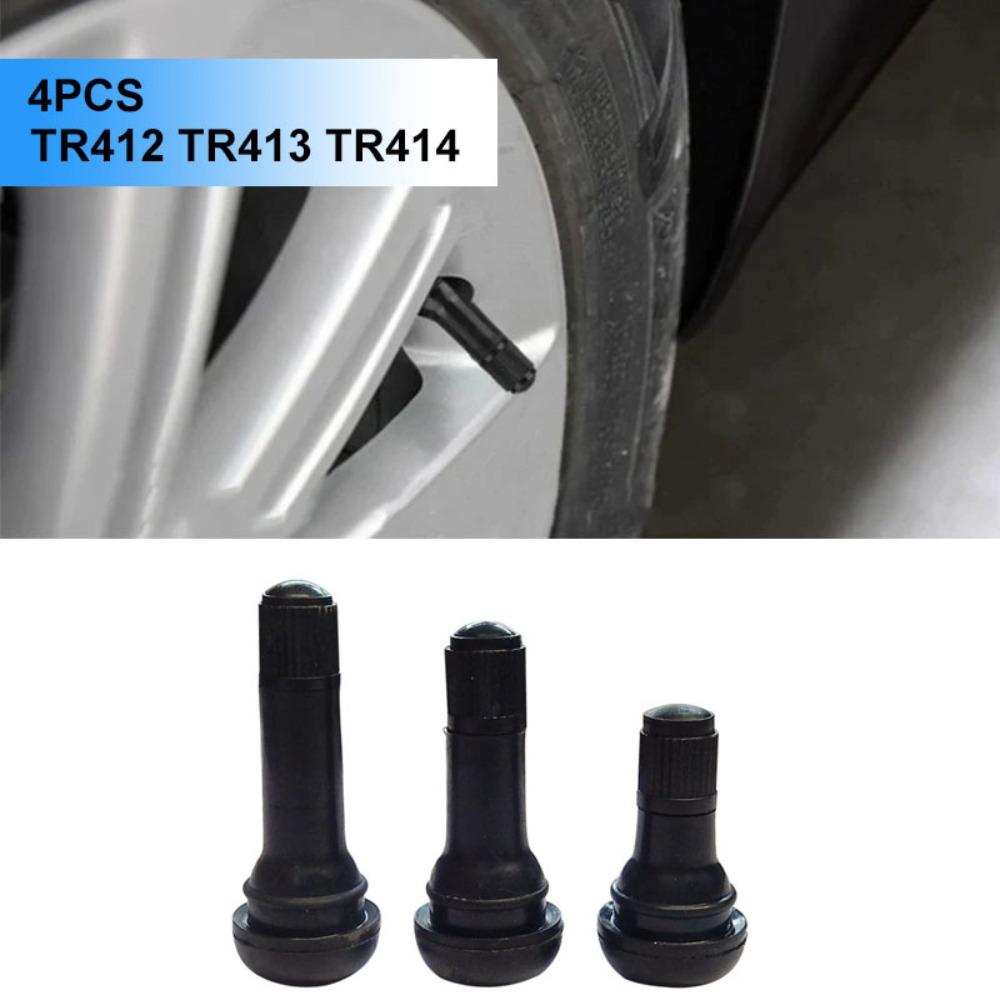 4pcs Black Car Vacuum Tire Valve TR412/TR413/TR414 Wheel Valves Tubeless Tyre Valve