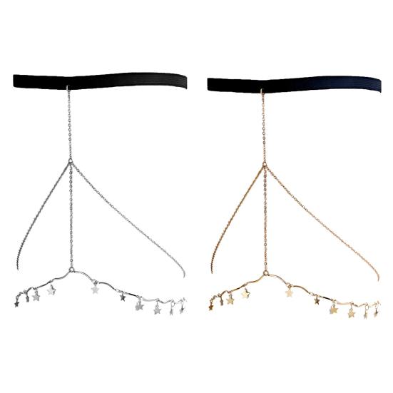 Цепочка для тела с многослойной регулируемой длинной кисточкой, привлекающая внимание, универсальное украшение для платья, подвеска в виде геометрической звезды