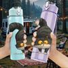 1PC Round Fluffy Black Cat 750ml Color Plastic Sports Water Bottle Leakproof Flip Straw Lid Suitable for Sports Office Home Use