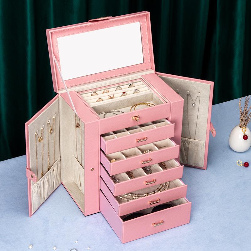 Многослойная портативная шкатулка для украшений для серег, колец и ожерелий