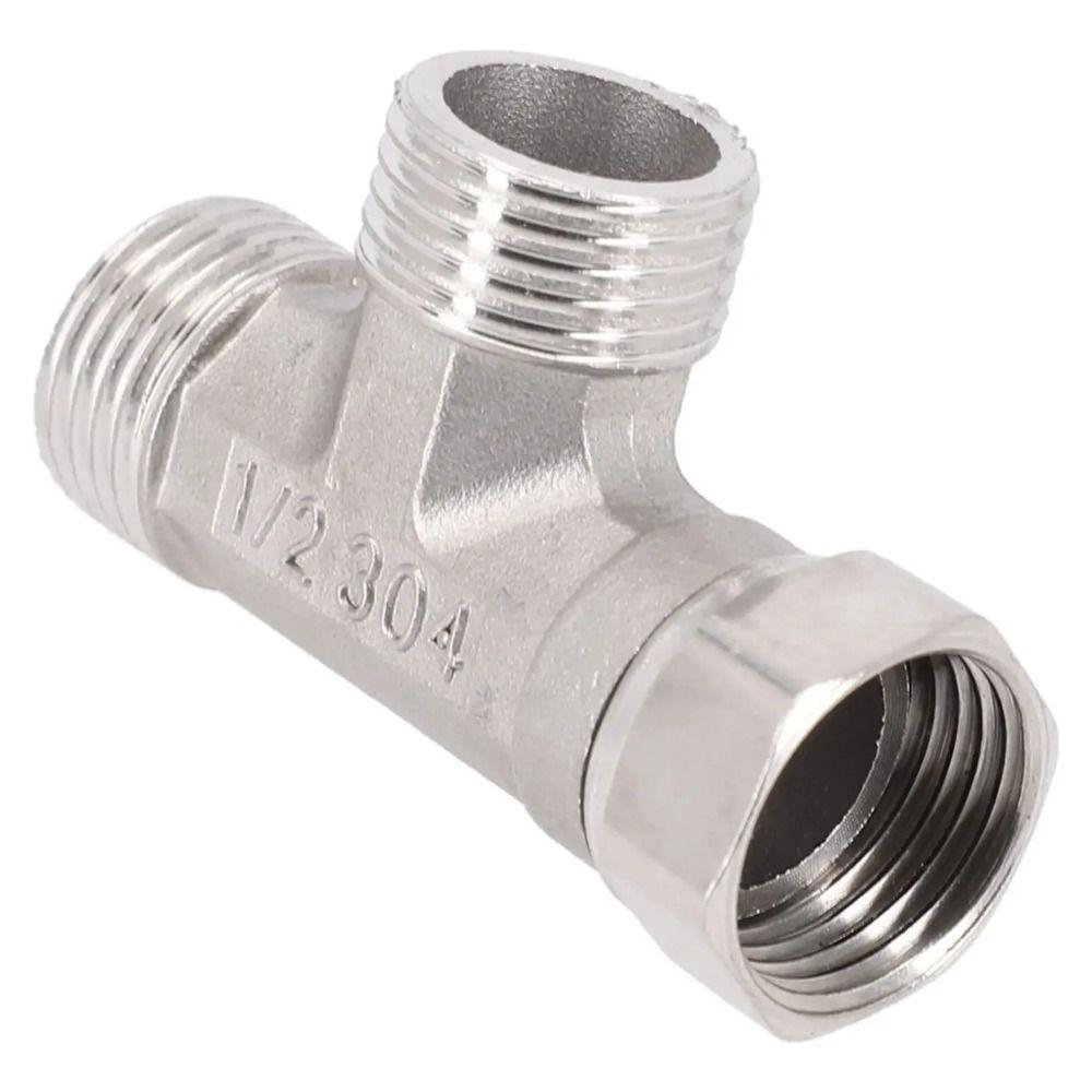 Water Splitter T Adapter Stainless Steel Shower Valve Durable 3 Ways Valve Water Pipe