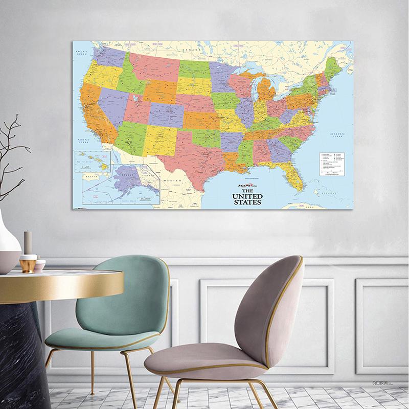 The World Political Map Detailed Painting Wall Art Poster Home Decoration School Education Supplies