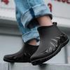 Мужская дождевая обувь мужская низкая водонепроницаемая обувь короткие нескользящие резиновые сапоги бархатный хлопок водные сапоги рабочая резиновая обувь