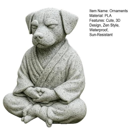3D Printed Meditating Dog Statue, Cute Zen Puppy Sculpture, Retro Desk Decor for Home & Office, Unique Gift for Dog Lovers