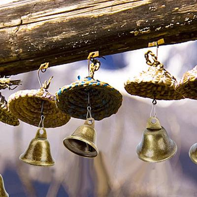 Бронзовые маленькие колокольчики, подвесной крафтовый колокольчик, DIY подвеска, ретро дизайн для фестиваля, швейное украшение