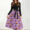 Women's Casual Fashion Halloween Printed Round Neck Vintage Dress