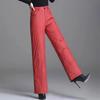Winter High Waist Down Cotton Wide Leg Pants Women Causal Thicken Fluffy Baggy Pantalones Snow Warm Windproof Straight