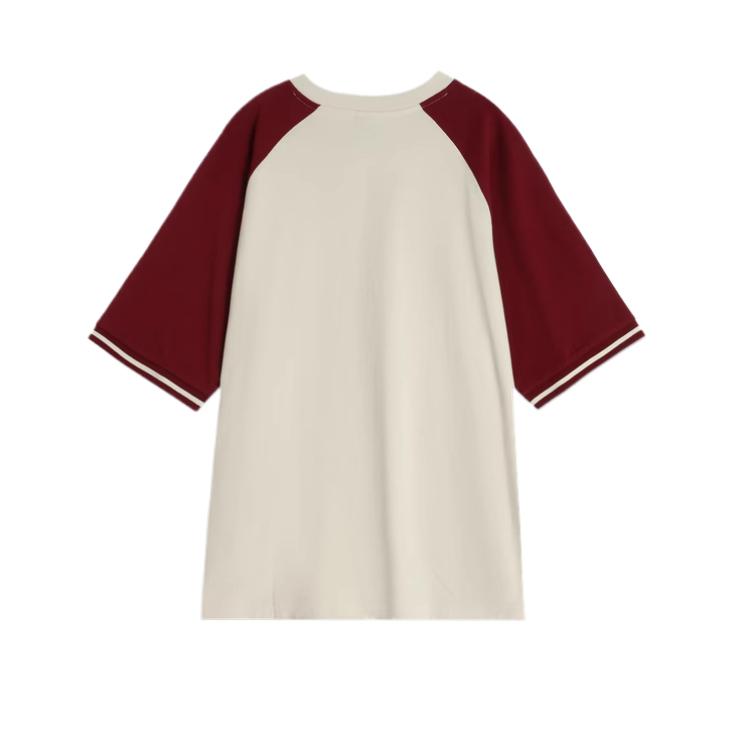 Puma Удобная повседневная футболка унисекс с коротким рукавом и круглым вырезом в стиле колор-блок, красная 633856-94