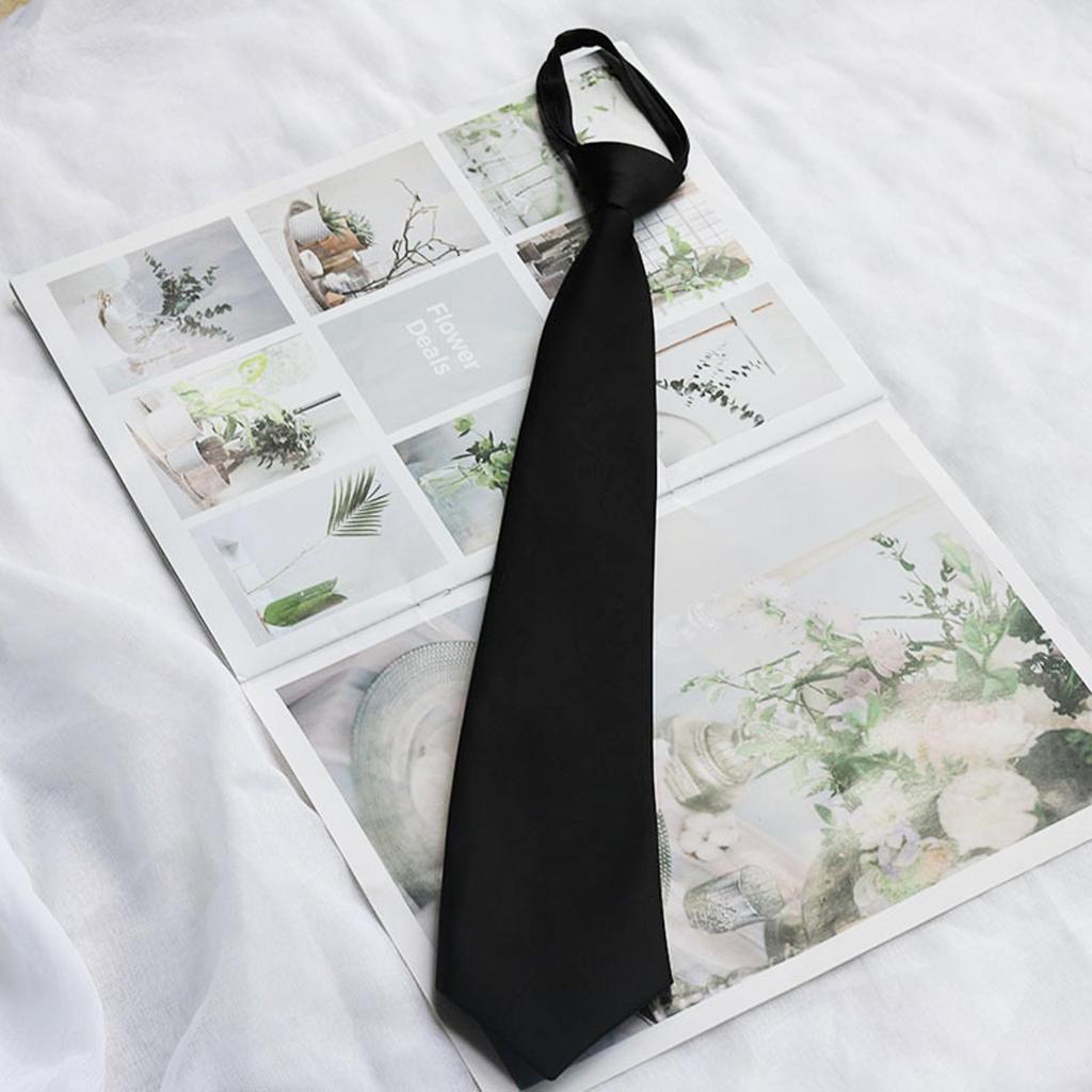 Униформа JK Girls Black Simple On Tie Галстук безопасности Униформа Костюм Галстуки Ленивые Галстуки Похороны Stewa O0K5