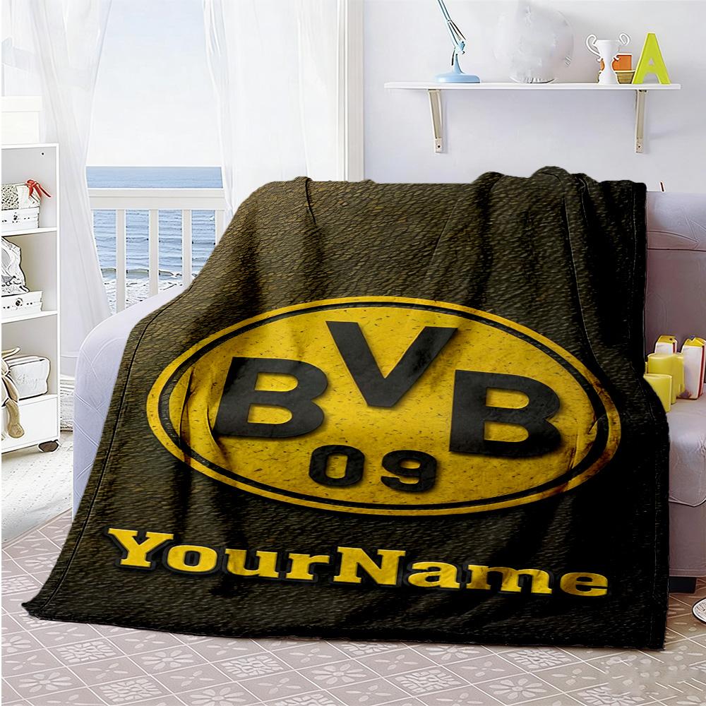 Borussia Dortmund Customize Text Blanket Throw Customizable Blanket Comfortable Great for Office Chair Living Room Nap Couch All-Season Use