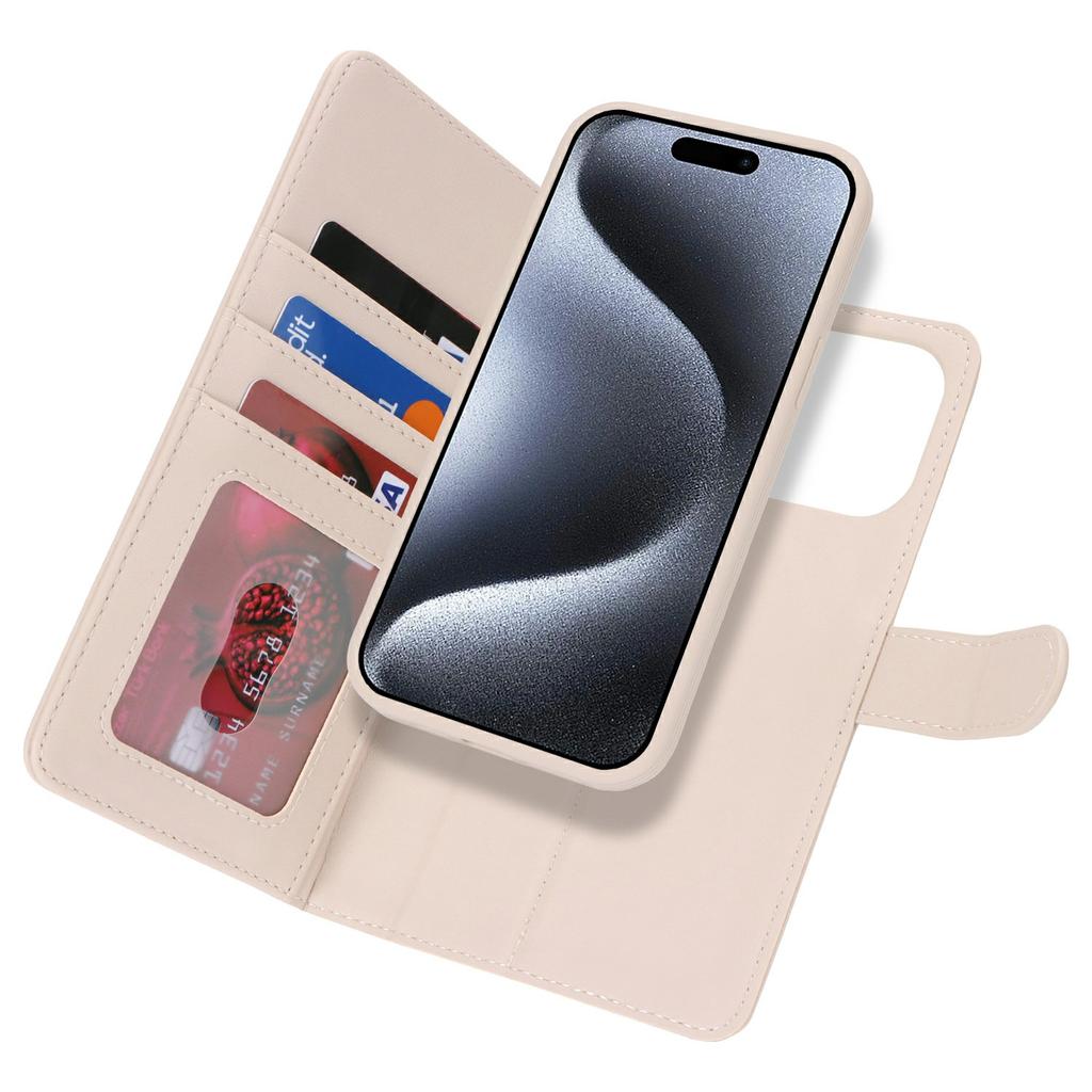 For iPhone 15 Pro Wallet Case Compatible with MagSafe Anti-Drop Detachable PU Leather Phone Cover