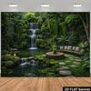 2D пышная зеленая фреска для патио с фото-фоном с ниспадающим водопадом