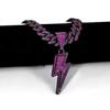 14mm Dark Purple Black Iced Out CZ Cuban Choker Necklace for Women Men Hip Hop Lightning Pendant Rock Hip Hop Jewelry