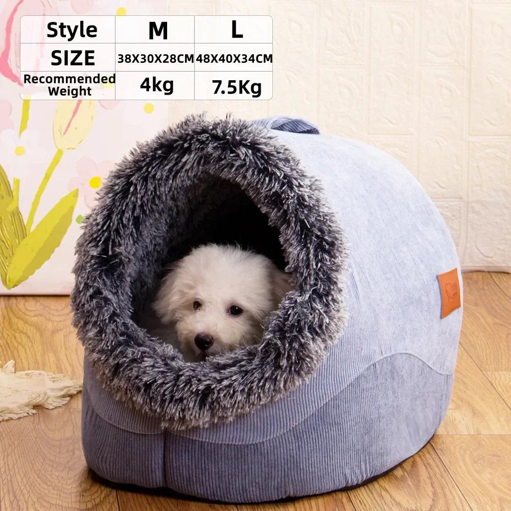 Pet House for Small Dog Cat Bed House Portable Enclosed Plush Pet Kitten Nest Winter Warm Soft Pet Cave Kennel Deep Sleep Sofa