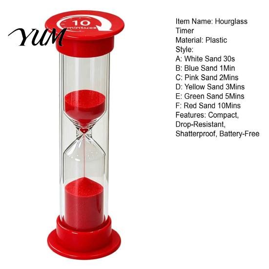 Durable Plastic Timer 2Pcs Colorful Hourglass Timers, Small Sand Clock 30s/1/2/3/5/10Mins Office Productivity Time Management Tool for Classroom Home