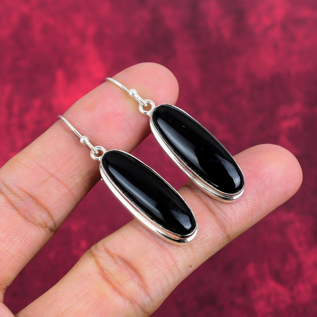 Серьги из цельного серебра 925 пробы с черным ониксом, серьги из драгоценных камней ручной работы на День памяти