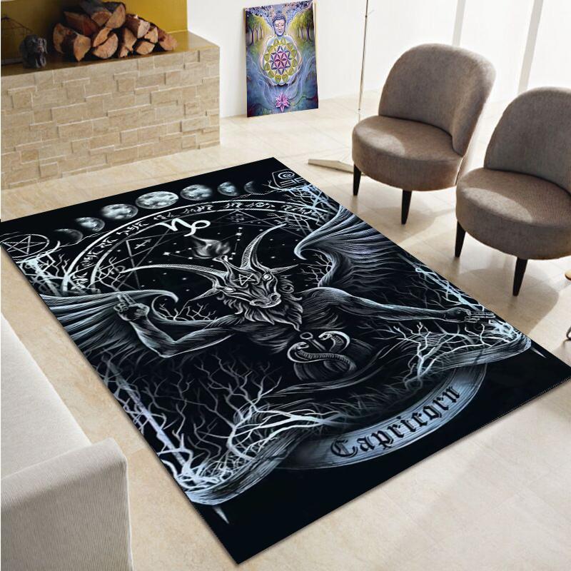Ужасающий череп смерти, большой ковер сатаны, семейная гостиная, спальня, диван, игровая комната, украшение дверного коврикаНескользящий напольный коврик