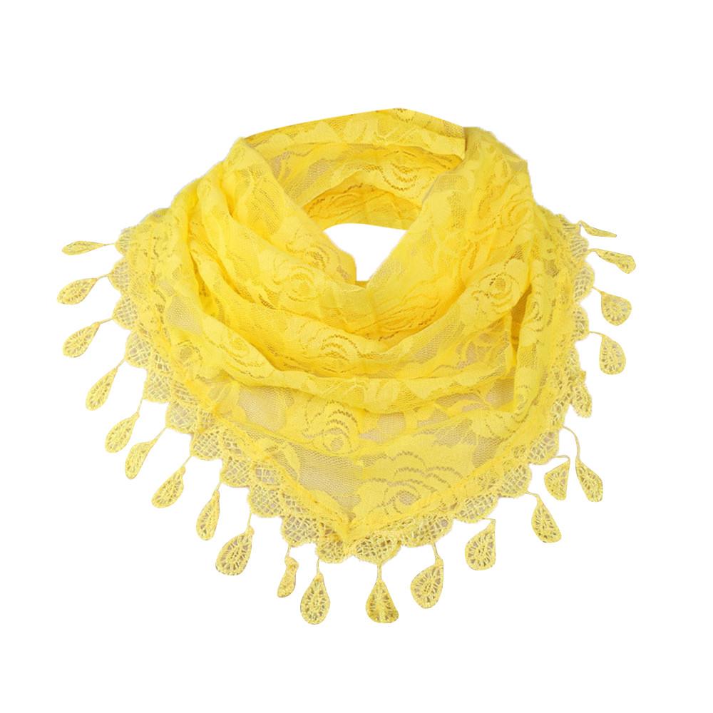 Women Lace Tassel Rose Floral Hollow Scarf Shawl Lady Wraps Scarves