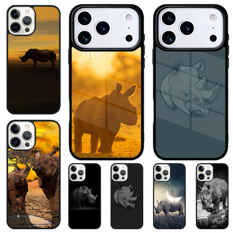 Animal Rhino Phone Case for iPhone 17 Air 16 15 11 12 14 13 Pro Max Shockproof Cover