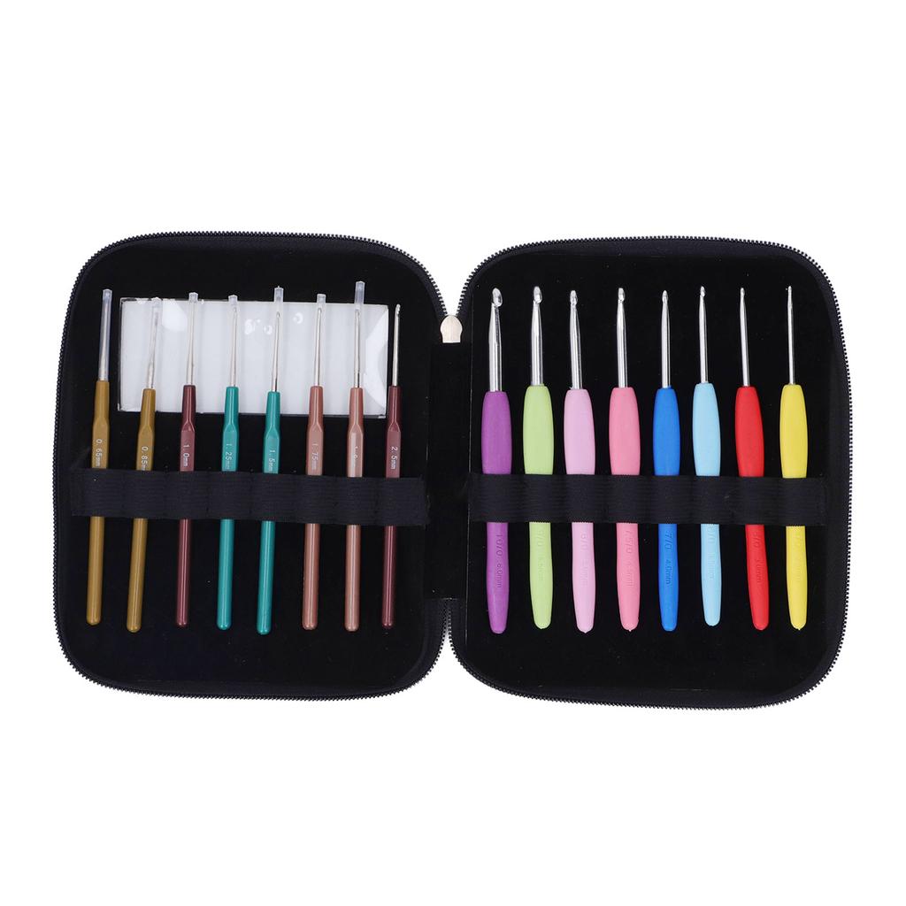 16 Pcs Crochet Hook Set Portable Comfortable Plastic Handle Thick Thin Crochet Needle Set