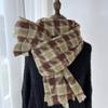 Checkered Scarf Women'S Winter New Versatile Retro Temperament Scarf, Imitation Cashmere, Student Warm Shawl Dual-Use