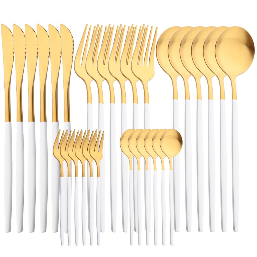 Черный, 30 шт., столовая посуда, матовый набор столовых приборов из нержавеющей стали, нож, вилка, кофейная ложка, столовые приборы, кухонное серебро, набор посуды для вечеринки