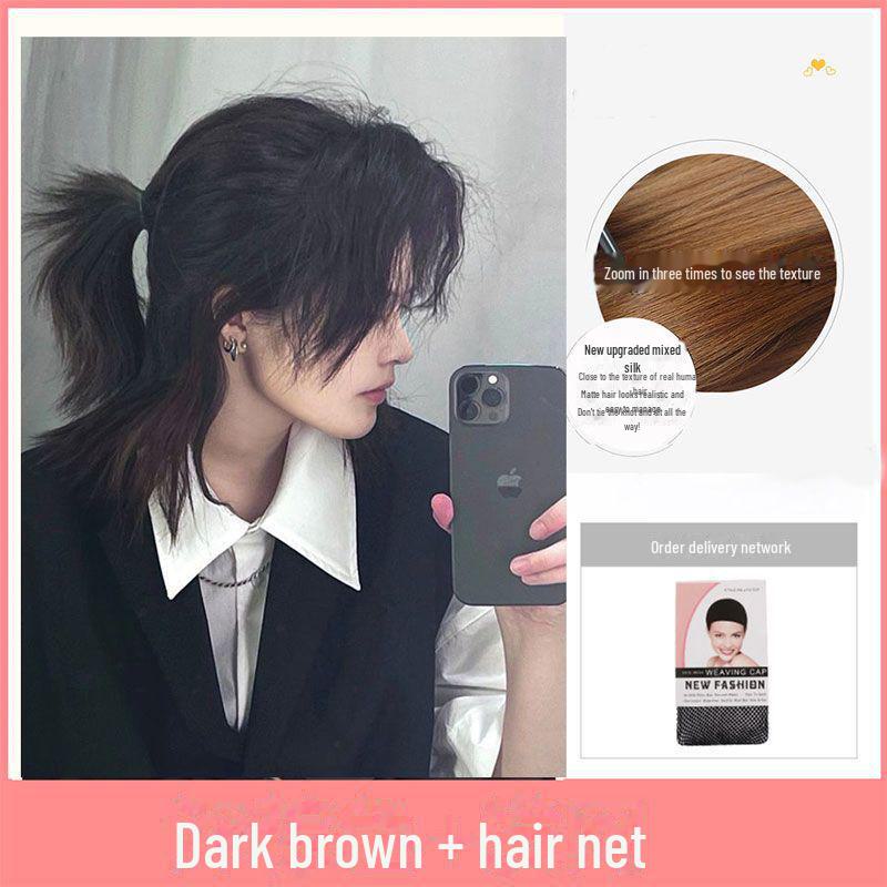 Мужской корейский аниме-парик Z Samurai Wolf Tail Mullet — модные, пушистые, короткие волосы для естественного образа