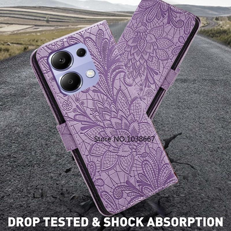 Чехол-книжка для Poco M6 Pro X6 Neo X6 Pro M5S F5 X5 X3 X4 Pro 5G PocoPhone C65 C61 C50 C51 C55 цветок Кожаный кошелек Слот для карт