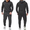 Male Daily Casual Sports Hoodie Jogging Suit Classic Mens Solid Color Tracksuit Hooded Sweatshirts and Jogger Pants