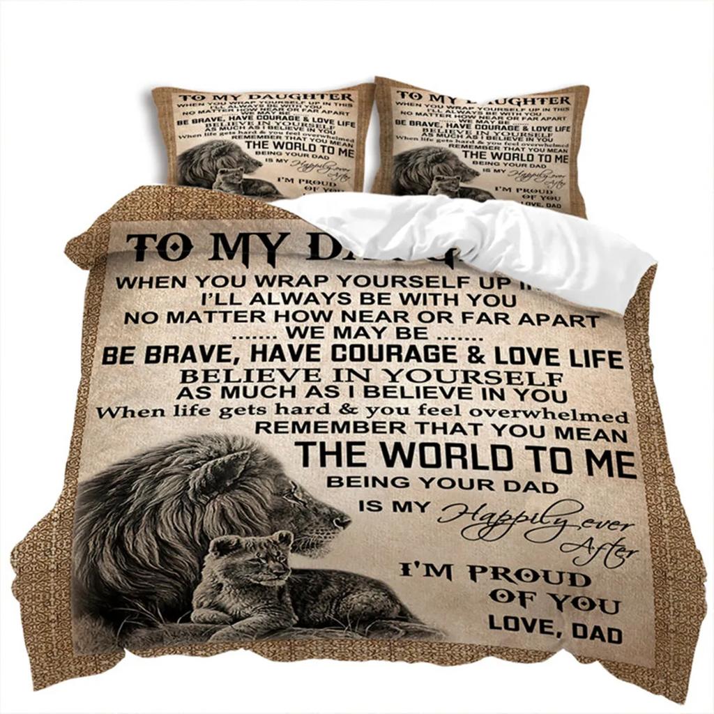 Letter Duvet Cover Abstract Word Print Wild Animal Theme The Meaningful Gift for Family and Friend Bedroom Decoration Queen Size